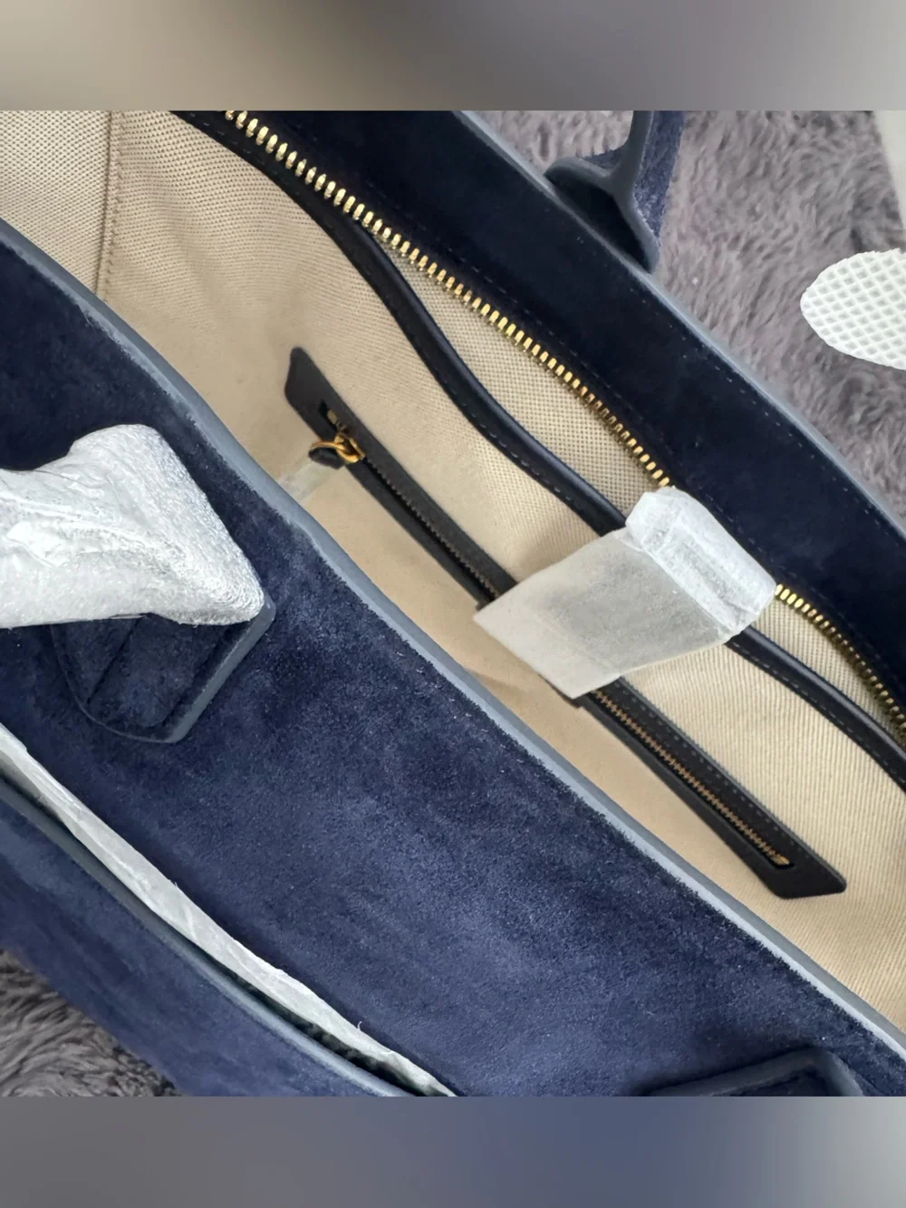 Quince Hudson Suede Tote in midnight blue
